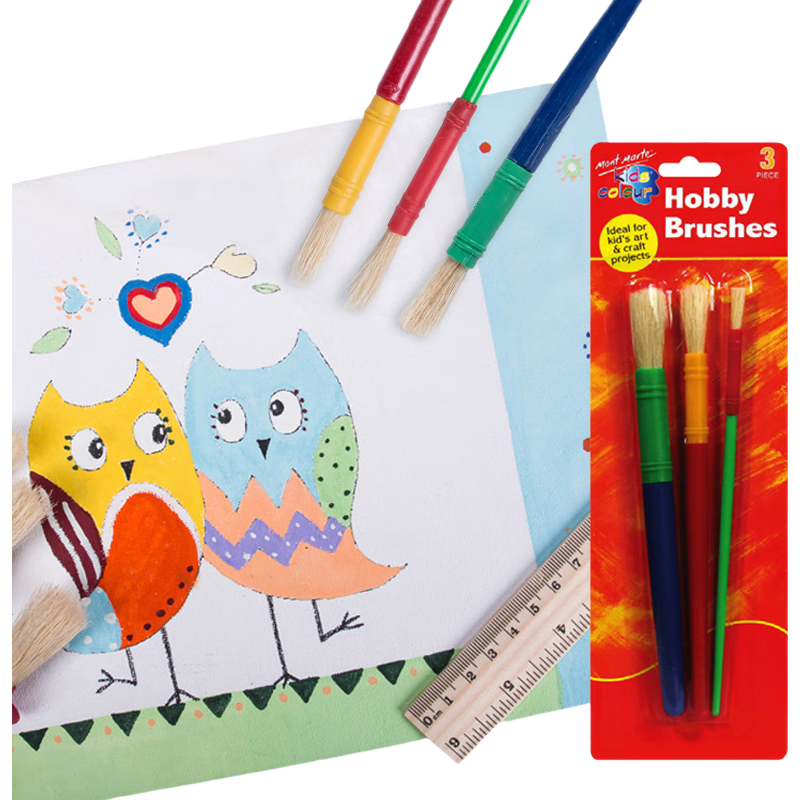 Mont Marte 3-Piece Children's Paint Brush Set Creative Doodle Brushes MMKC0034