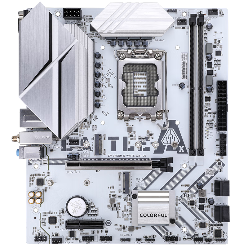 Материнская плата Colorful BATTLE-AX B760M-G WHITE WIFI D5 Xiaoleng Steel, DDR5, для Intel LGA 1700, B760, Wi-Fi 6