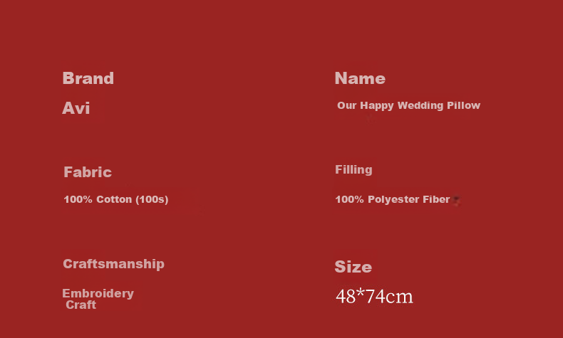 I-WILL Wedding Celebration Pillows Pair Red Double Happiness Couple Home Wedding Pillow Core 48*74cm 20
