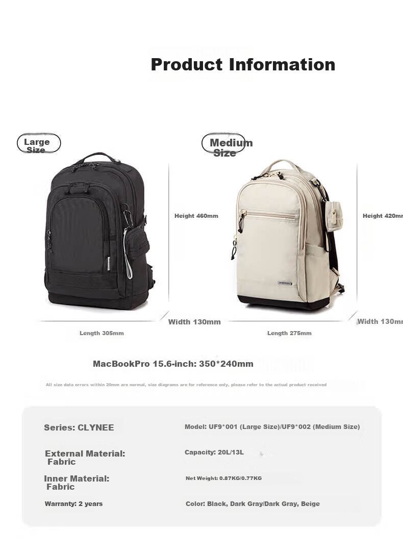 Xinxiuli Men's Backpack, 15.6-Inch Laptop Bag, Fashionable Commuter Bag, Large Capacity Casual Backpack, UF9 Dark Gray 7