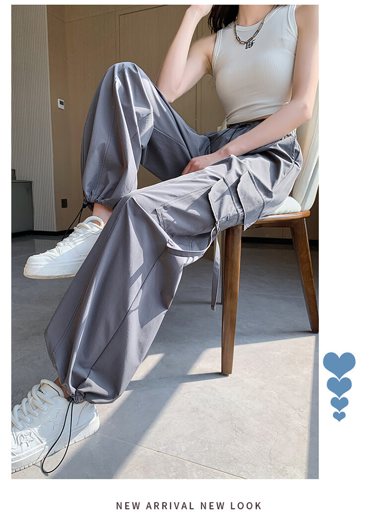Women's Free Style Cargo Pants Summer Thin Ice Silk Quick-Dry Paratrooper Hiking Pants 2026 New High-Waist Slim Casual Wide-Leg Pants 14