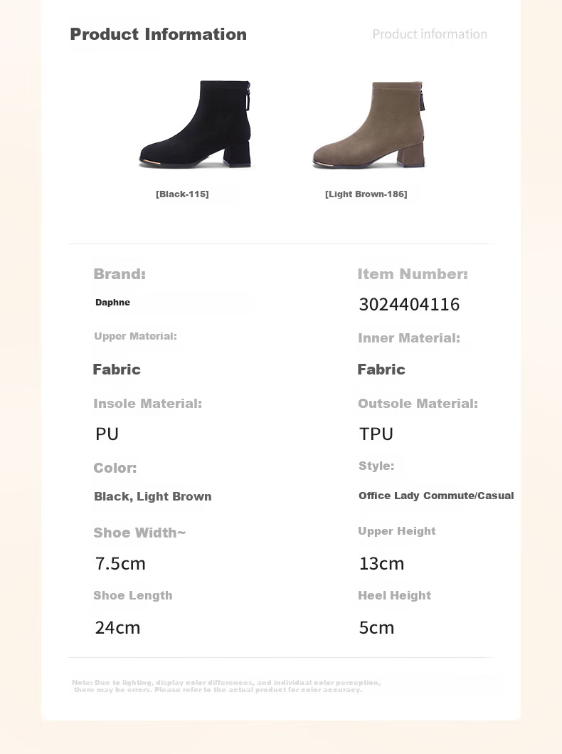 DAPHNE Women's Ankle Boots, Autumn French High Heel Slim Boots, Black Retro Suede Boots, Black, Size 35 4