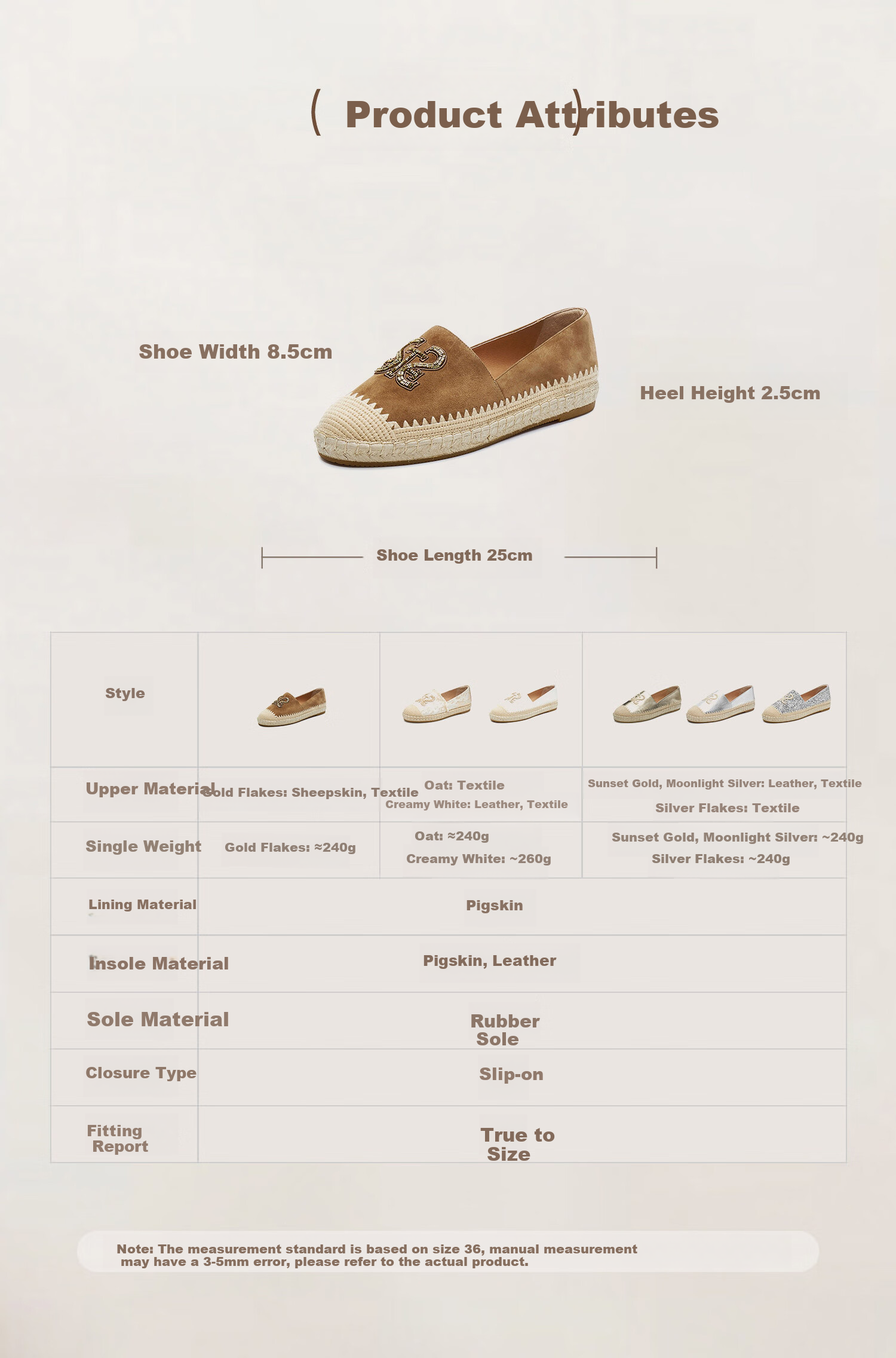 STACCATO Spring 2026 Small Gold Bar Malt Shoes, Fisherman Shoes, Slip-On Shoes, Women's Shoes, 9UA37AA6, Small Gold Bar, Size 34 6