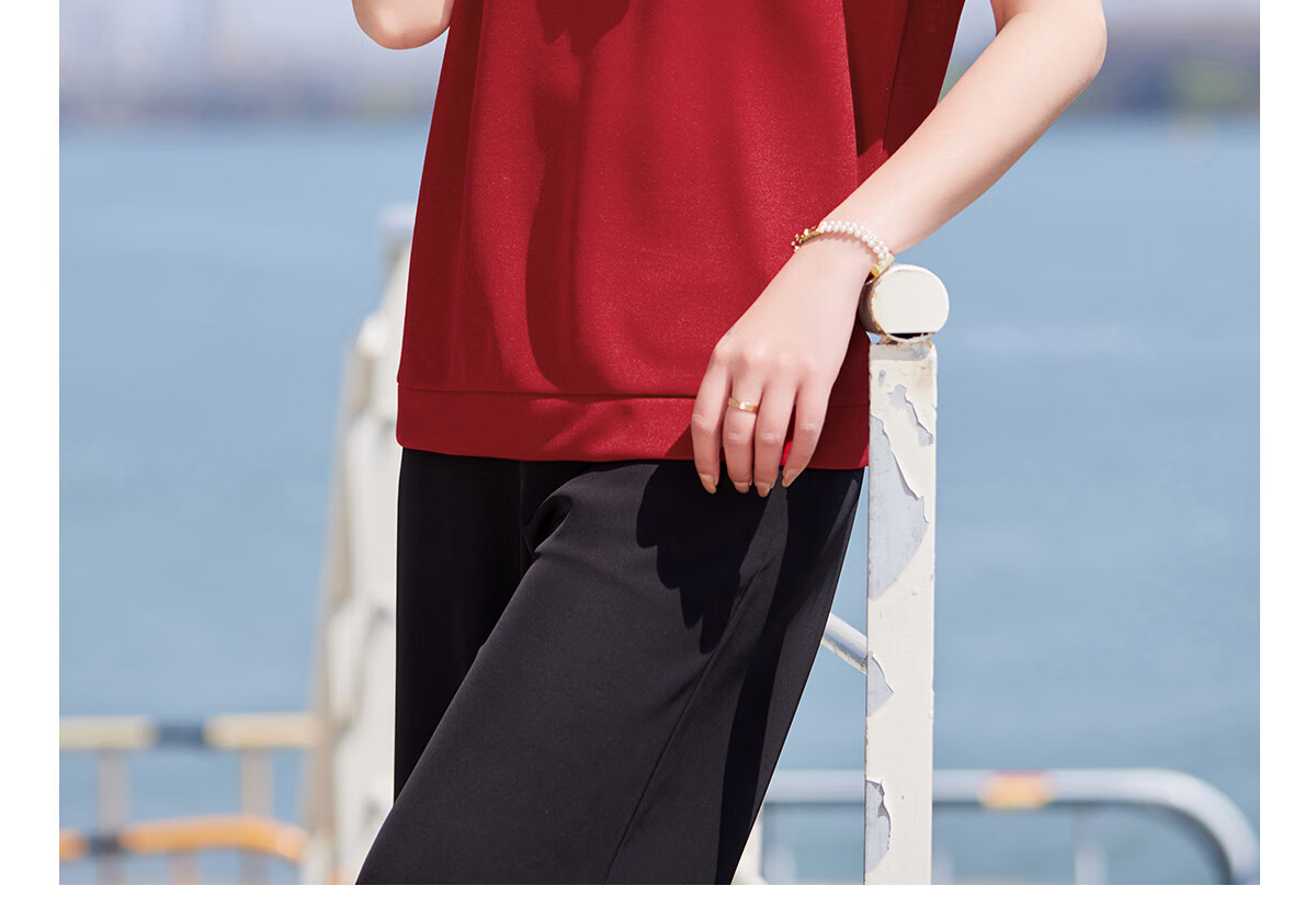 Yuzhaolin Xipo Po Knitted T-Shirt Summer Middle-aged and Elderly Women's Mom Short Sleeve Top Y52T169 17