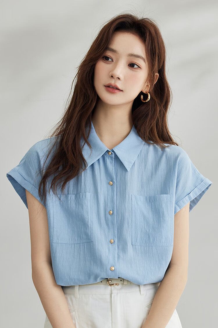 Inman Commuter Elegant Cap Sleeve Short Sleeve Shirt Women Summer Fashion High-End Roland Purple L 6