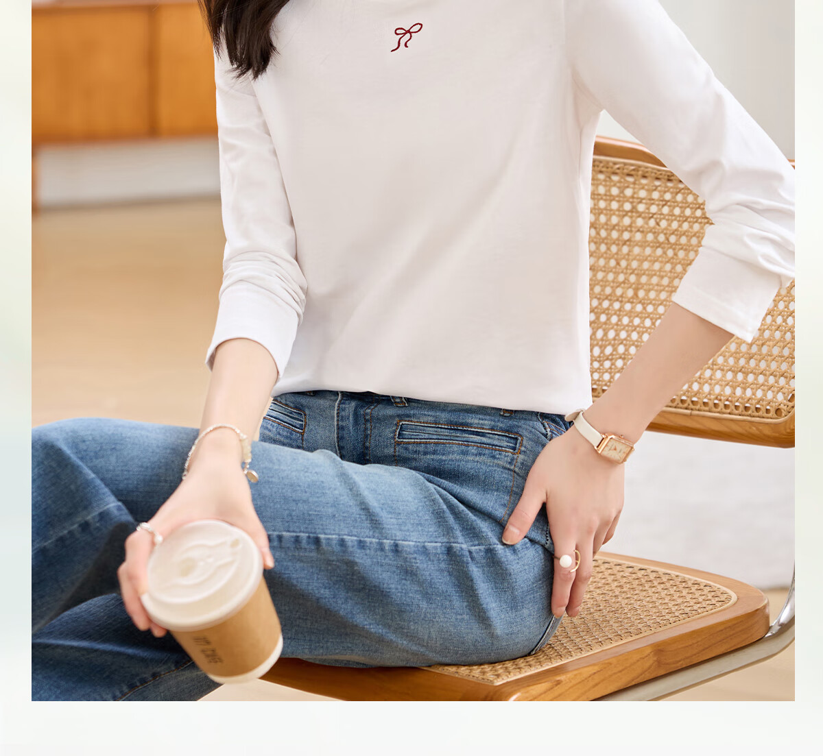 Taxiang Women's Short-Sleeve T-Shirt, Round Neck, Casual Versatile Embroidered Top, Ladies' T-Shirt, Simple Short-Sleeve Undershirt T143T1390 1