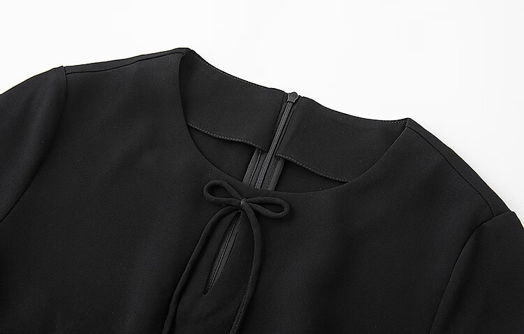 Dme [Luxurious Acidic] Summer Elegant Style Hollow-Out Bow Mini Black Dress Straight-Leg Slimming Women's Dress 3