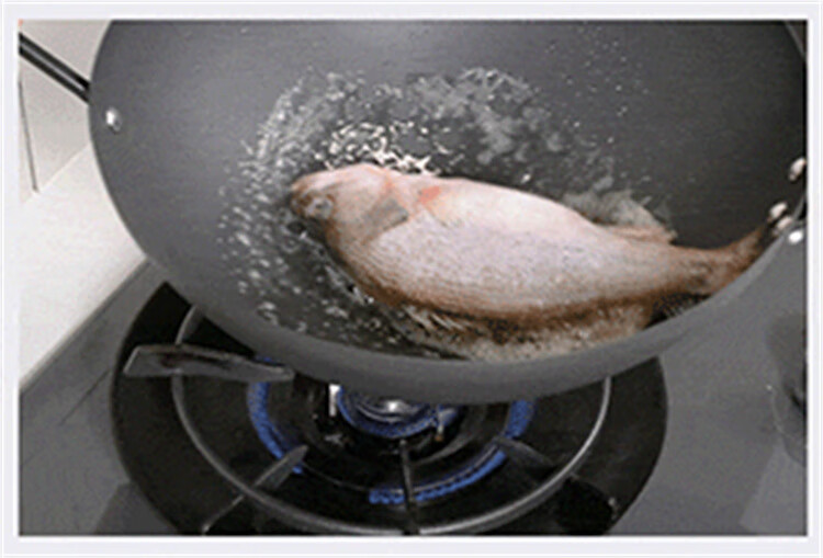 Robam Cast Iron Non-Stick Wok, Round Bottom Ultra-Light Pan for Stir-Frying | No Seasoning Required PCJ-BS2C 14