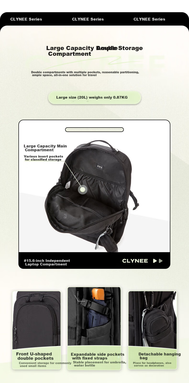 Xinxiuli Men's Backpack, 15.6-Inch Laptop Bag, Fashionable Commuter Bag, Large Capacity Casual Backpack, UF9 Dark Gray 4