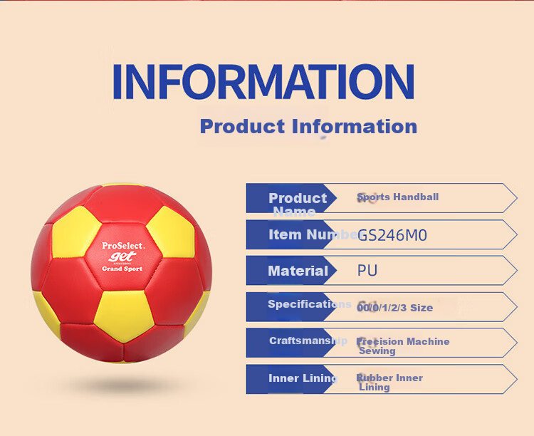 ProSelect Handball for Children, Baby Soccer Ball Toy, PU Non-Slip Wear-Resistant Student Training Handball GS248M1 5