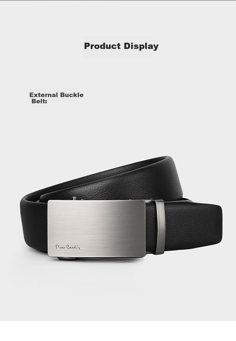 Pierre Cardin Men's Inner-Wear Leather Belt, Genuine Cowhide, Fashionable Automatic Buckle Waistband, Birthday Gift for Me 6