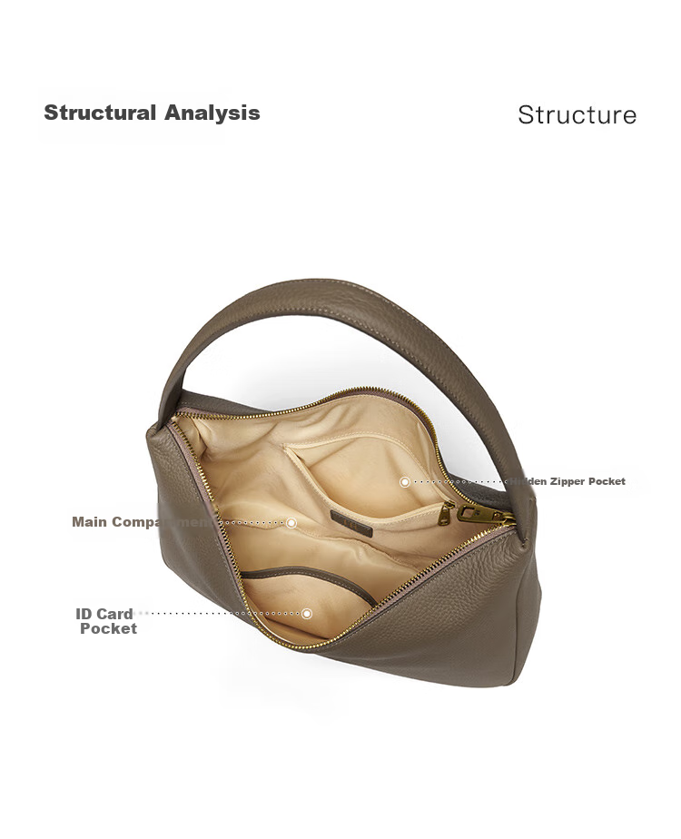 HR Women's Handbag, Top-Grain Leather Underarm Bag, Tote Bag, Large Capacity, Simple Shoulder Bag, Women's Birthday Gift 7