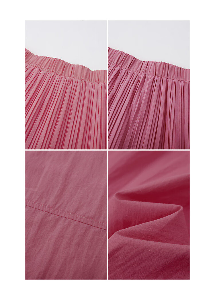 Dme [Lingdong Muxi] Spring French Cloud-Feel Cotton Elastic Waist Pleated A-Line Breathable Midi Skirt for Wome 9