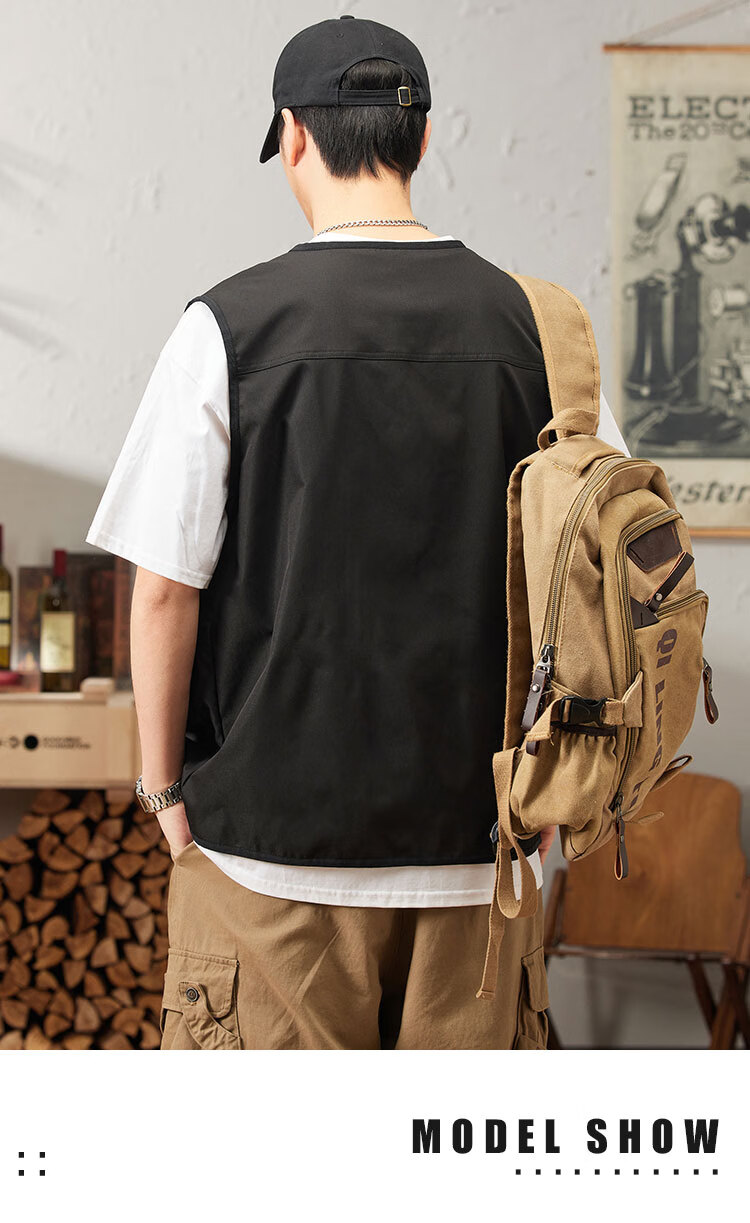 TUCANO Men's Summer Outdoor Workwear Vest Fashionable Sleeveless V-Neck Jacket Military Green 3XL 9