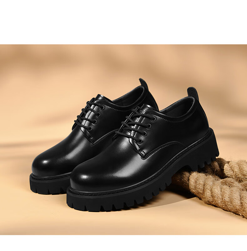 HLA Men's Leather Shoes British Style Formal Business Casual Shoes T120 Black Size 42 9