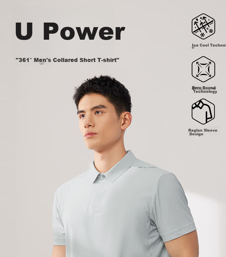 361° Men's Spring Summer Sports Polo Shirt Casual Loose Cool Breathable Short Sleeve 652624107-4 1