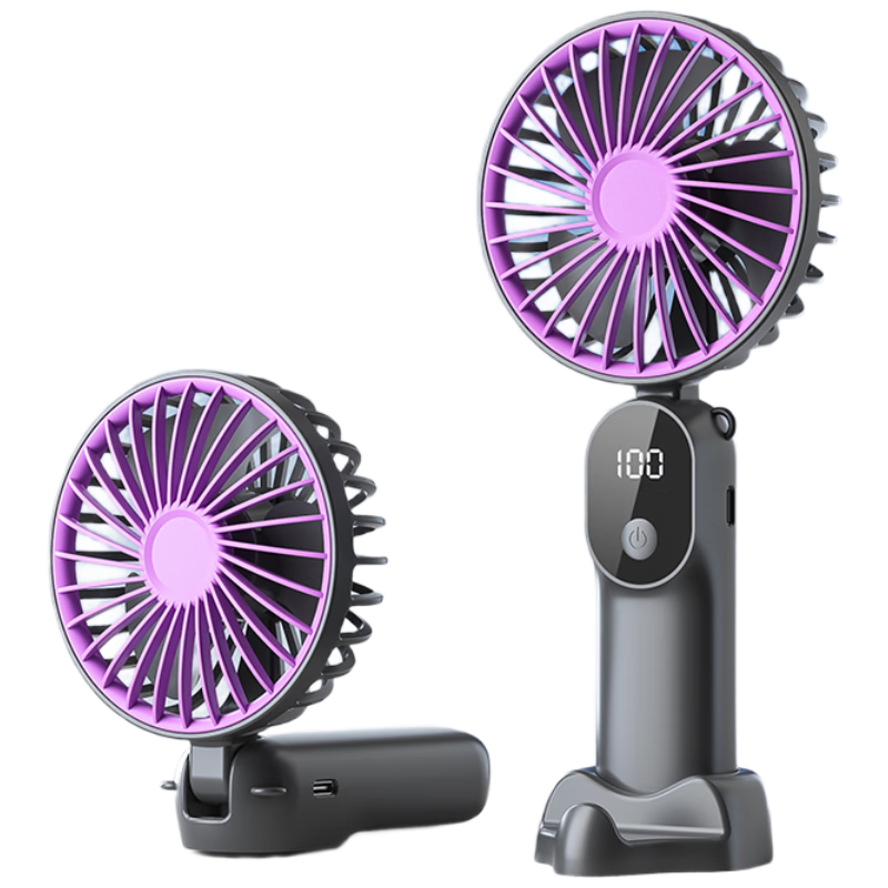 KOVOL Handheld Mini Fan with Foldable Stand, USB Fan, Desktop High-Power Neck-Hanging Outdoor Student Dormitory Office Rechargeable Portable Small Electric Fan with Ultra-Long Battery Life
