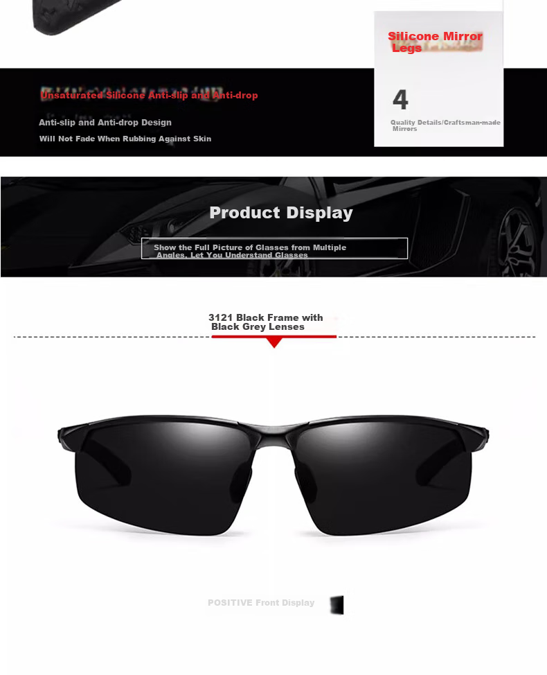 Boshide Driving Glasses, Fishing Goggles, Polarized Sunglasses, Men's Outdoor Cycling Driving Glasses, Black Frame 17