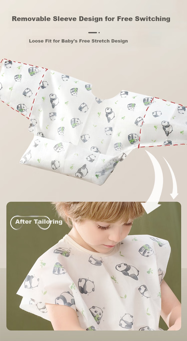 9I9 Baby Disposable Coverall, Eating Bib, Splash-Proof Clothing, Waterproof Sleeves, Detachable, 5 Individually Packaged, A128 8