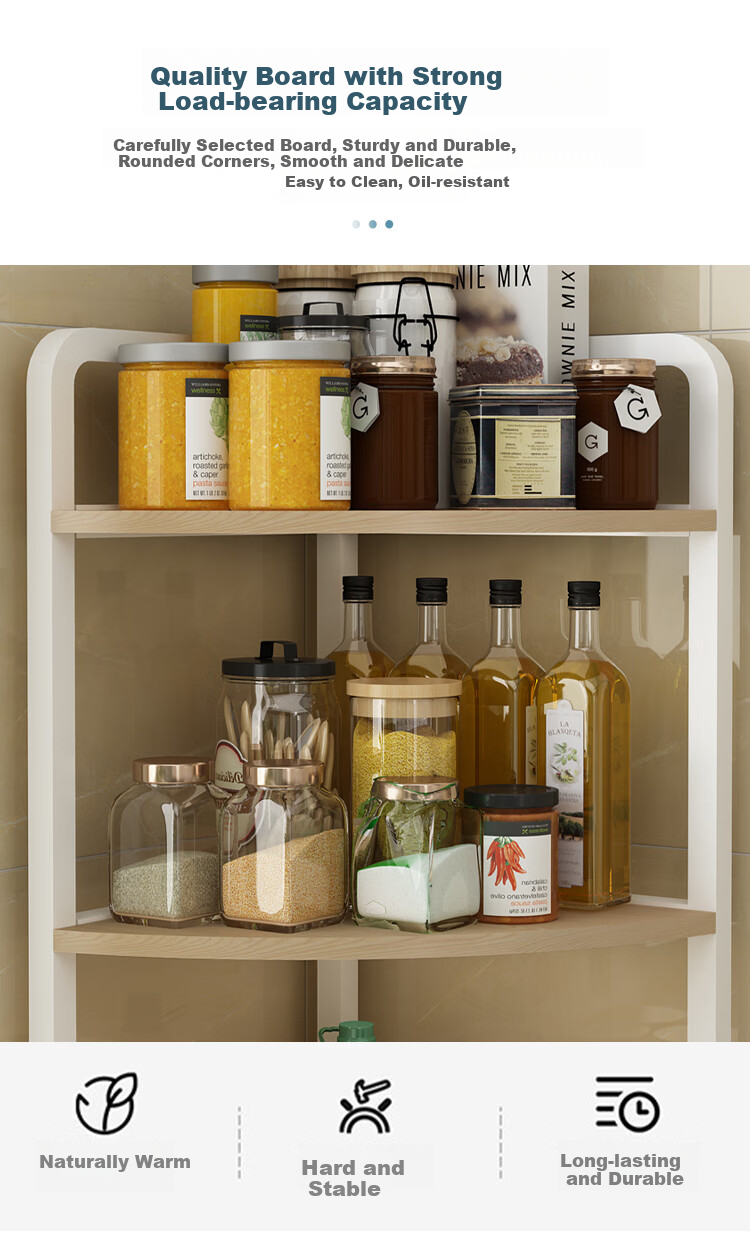 Shuaili Kitchen Countertop Storage Rack, Corner Three-Tier Organizer Shelf for Wall, Triangular Spice Rack for Miscellaneous Items And Cookware SL8415 6