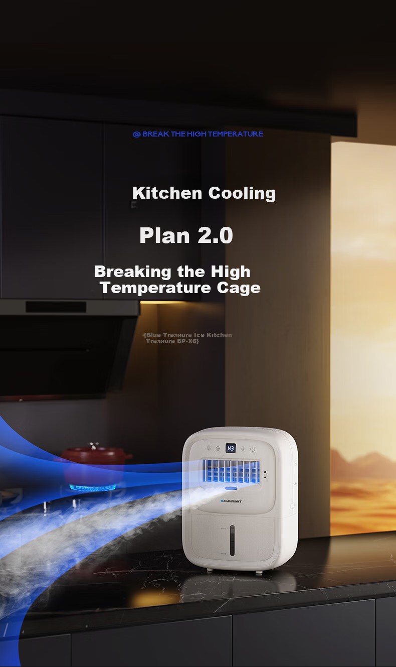 BLAUPUNKT Ice Mist Fan, Kitchen Electric Fan, Home Kitchen Cooling Device, Specialized Small Water-Cooled Air Conditioner Fan, Humidifying Fan, Cold Wind Machine, No Ice Crystal, Energy-Saving, Low Noise, Detachable And Washable, Wall-Mounted X6 3