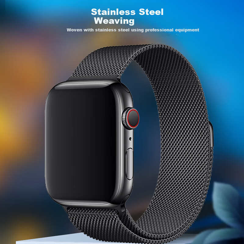 BIAZE Apple Watch Band Compatible with Apple iWatch Ultra2/S9/8/SE/7 Milanese Magnetic Clasp Strap 38/40/41/42mm - BD3 Black