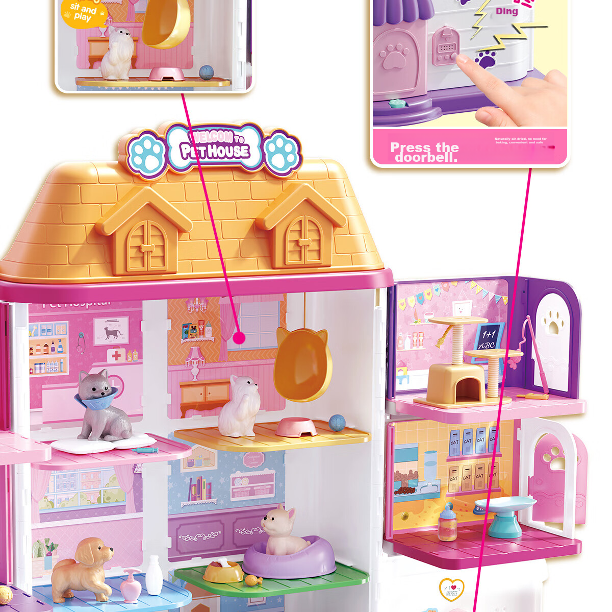 Anlili Children's Toy, Girl's Gift, Pretend Play Pet Life Villa House, Birthday Present 14