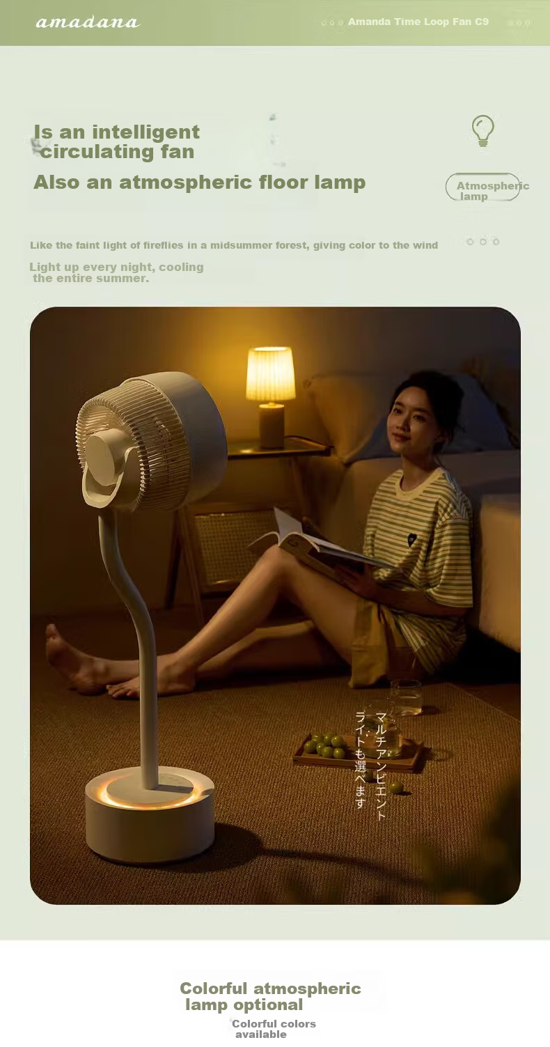 Amadana Japanese Three-Head Air Circulation Fan C8 Electric Fan Floor Fan Standing Home Quiet Remote Control Household Turbine Fan High Air Volume 3 Multi-Head Electric Fan First-Class Energy Efficiency 2