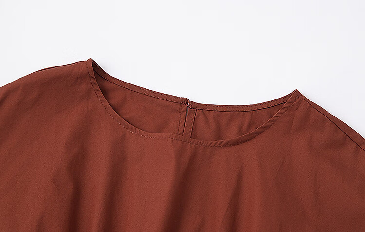Dme [Will Breathe Cotton] Spring And Autumn French-Style Relaxed Round Neck Smock Waist-Cinching Drop Shoulder Slimming Shirt Women's Top 29