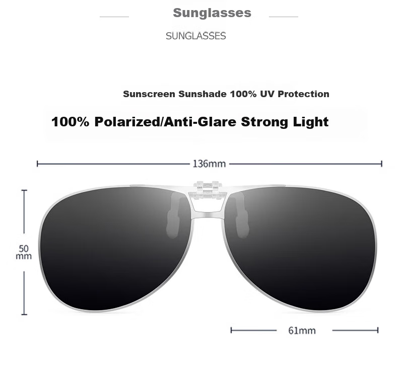 LOVECRAFT Myopia-Specific Sunglasses Clip-On for Men And Women, Driving-Specific Polarized Clip-On - Black Frame with Gray Lenses, UV Protectio 16