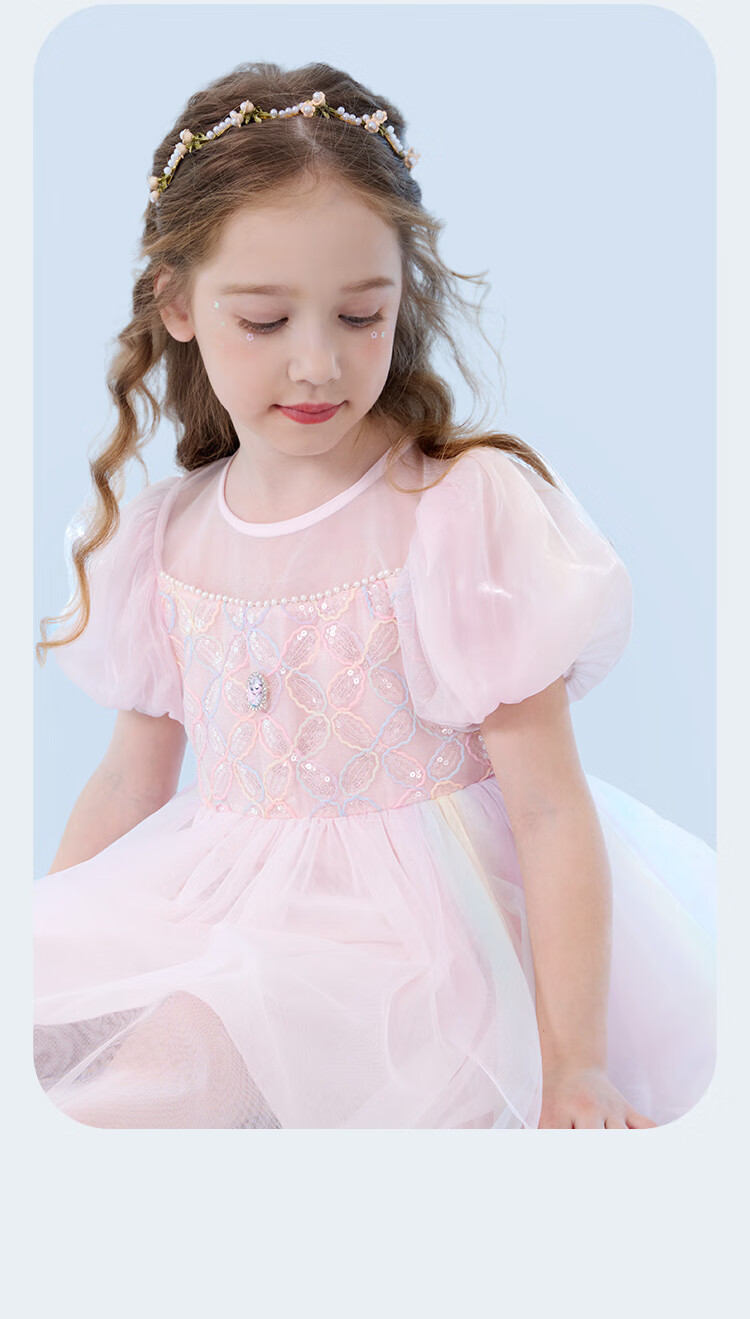Disney Girls' Dress, Children's Summer Dress, New Elsa Princess Dress, Stylish Puffy Tulle Skirt, 84016 Blue, Size 110 11