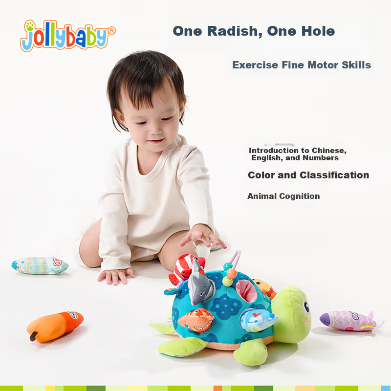 Jollybaby Animal Pull-Out Toy, Baby Educational Early Learning Plush Toy, Pull-Out Toy, Children's Gift, Turtle