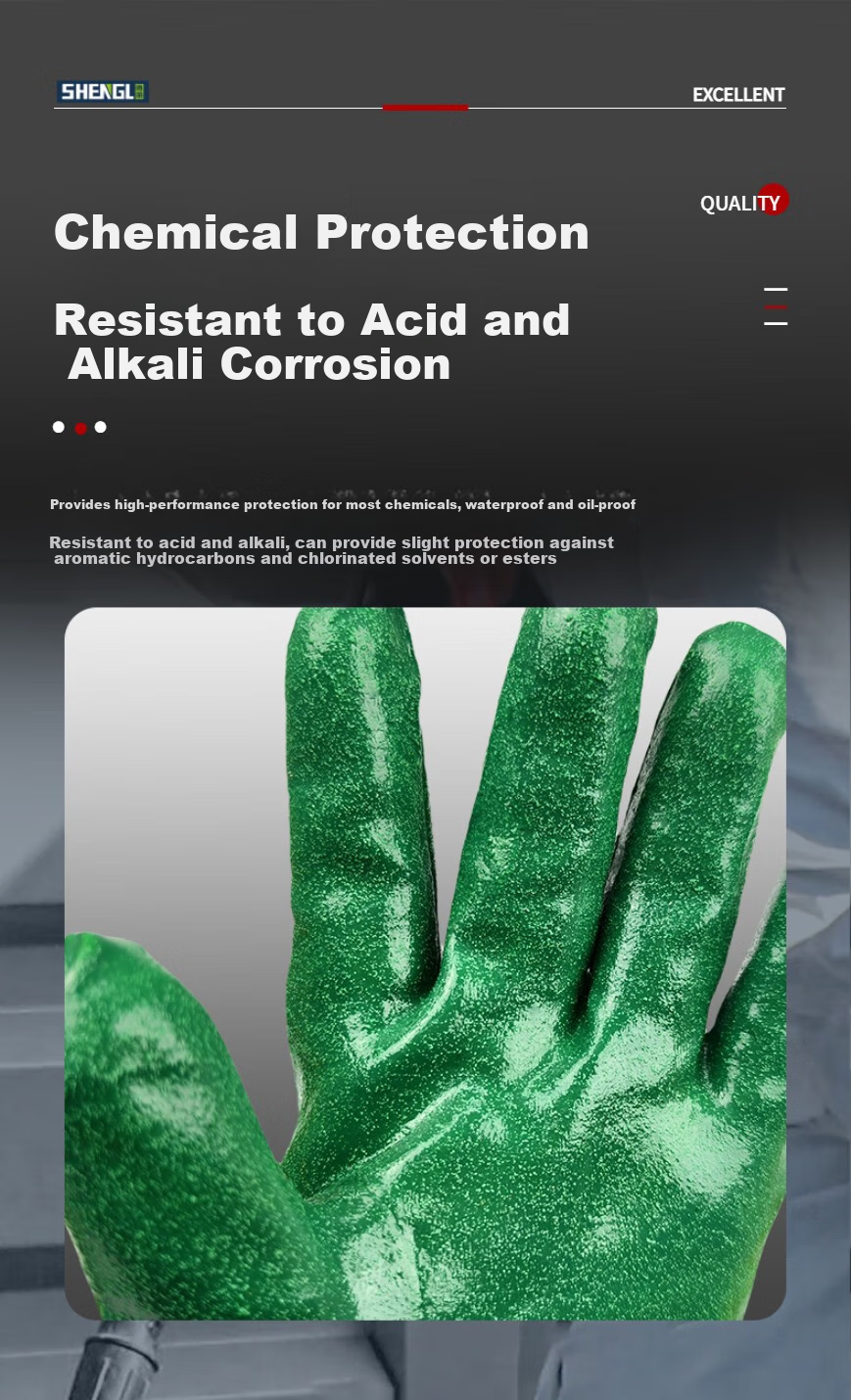 SHENGLI V-FLEX Nitrile Gloves, Acid And Alkali Resistant, Strong Oil-Resistant, Anti-Corrosion, Chemical Protective Gloves, 31cm EN374 Certified, Chemical Printing And Auto Repair Special VG310, Size L, 1 Pair 4
