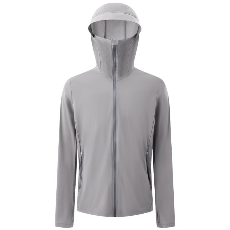 BOSIDENG Sun Protection Jacket for Men, Summer Outdoor Ice Silk Original Yarn Fishing Shirt, Cool Breathable Sports Cycling Hooded Coat
