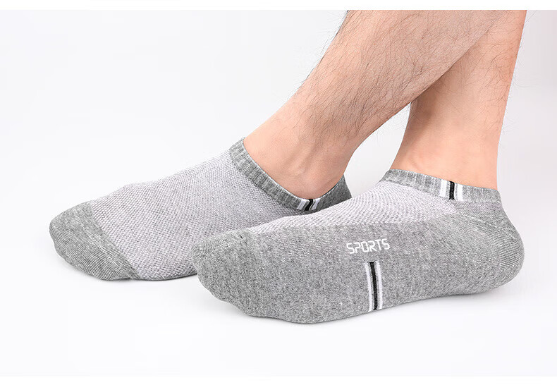 LangSha Men's Pure Cotton Short Socks, Breathable Mesh Boat Socks for Summer, Thin Casual Cotton Socks, 6 Pairs Per Pack 17