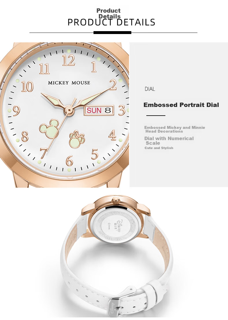 Disney Children's Watch, Girls' Student Back-To Gift, Cute Young Girl Exam Analog Quartz Wristwatch MK-11383B 11