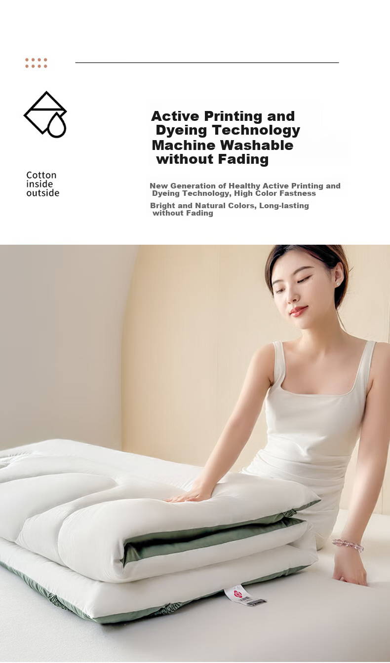 Grace Class A Thickened Fiber Mattress, Student Pad, Single Bed Mat, White And Green, 1.8 Meters 12