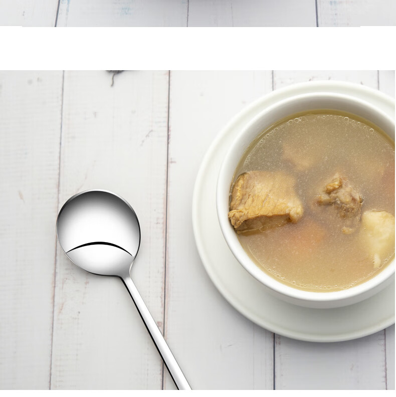 Anmai 304 Stainless Steel Spoon Vintage Imitation Wood Handle Round Head Soup Spoon Household Dining Spoon 1 Piece AM1350 2