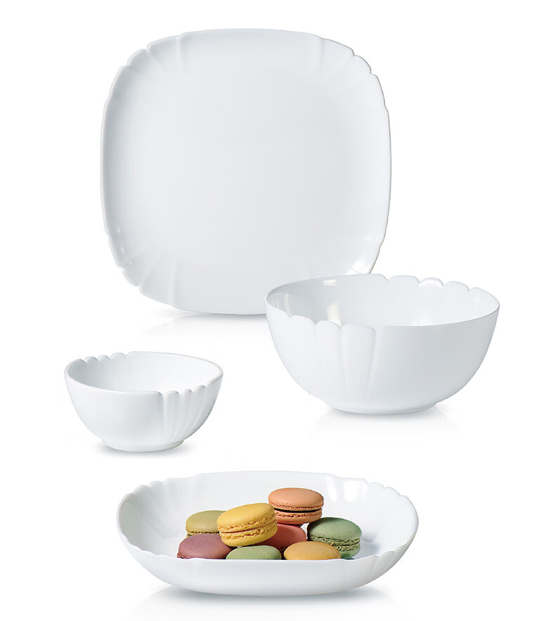 Luminarc White Glass Rutschas 7-Piece Set Heat-Resistant Glass Microwave-Safe Tableware Gift Box Bowl And Plate Set 1