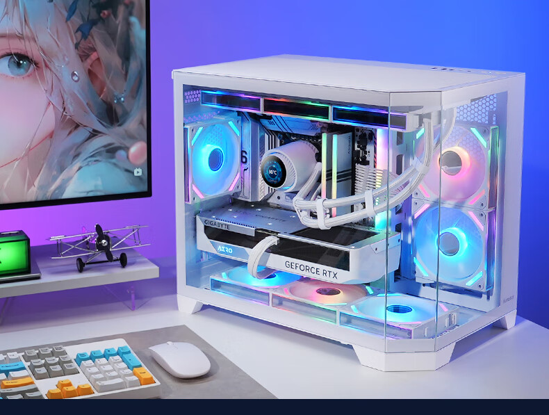 Huntkey S960 Storm X Ice Blade Edition Black Panoramic View Seaside Case (Three-Sided Tempered Glass Panel/Left And Right Zones/360mm Water Cooling/9 Fan Positions/MATX Motherboard) 17