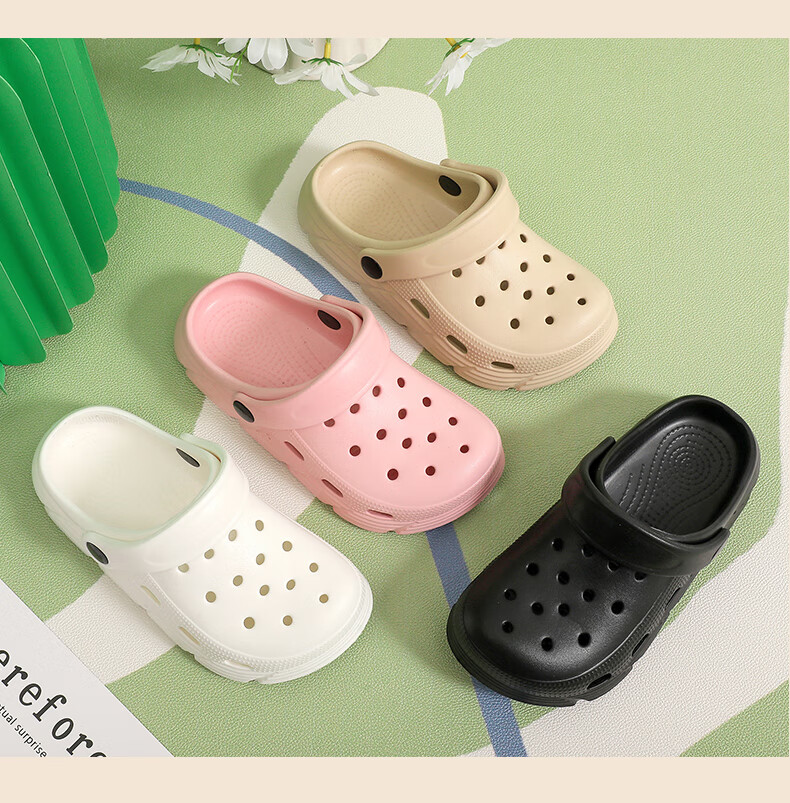 GUOLUOFEI Children's Perforated Shoes, Non-Slip EVA, Cute Soft Sole, Outdoor Wearable Beach Sandals, Closed-Toe, for Boys And Girls, Big Kids, Pink, Size 36-37 4