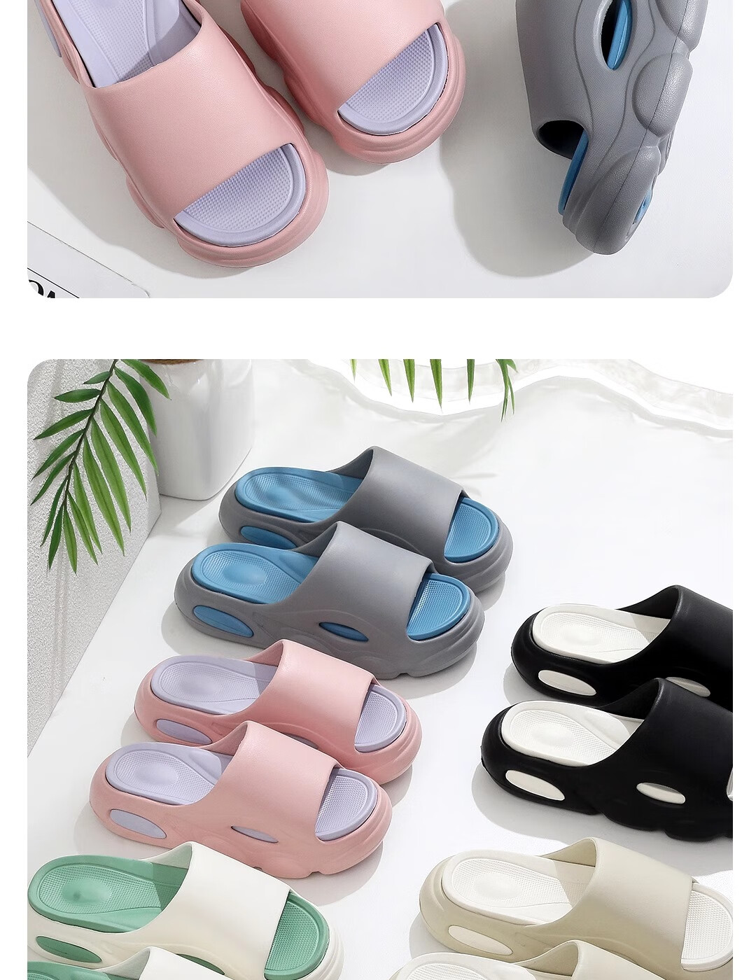 GUOLUOFEI Thick-Soled Slippers for Men, Summer Outdoor Wear, Sports Thick Sole, Stepping-On Feeling, Outdoor Non-Slip Couple Sandals, Pink Purple, Size 35-36 4