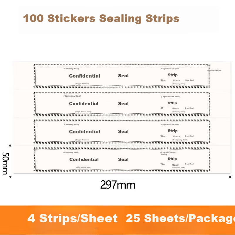 Yuzijian 100 Adhesive File Sealing Strips for Bid Document Bags, Document Folders, No Glue Required Sealing Strips 297*50mm 2604