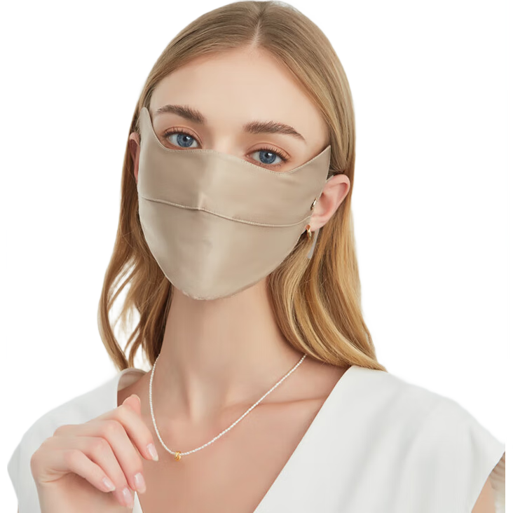 ELLE [100% Silk] Sun Protection Face Mask for Women, Eye Corner Protection, UV-Resistant Mulberry Silk Face Mask, Mid-Autumn Festival Gift