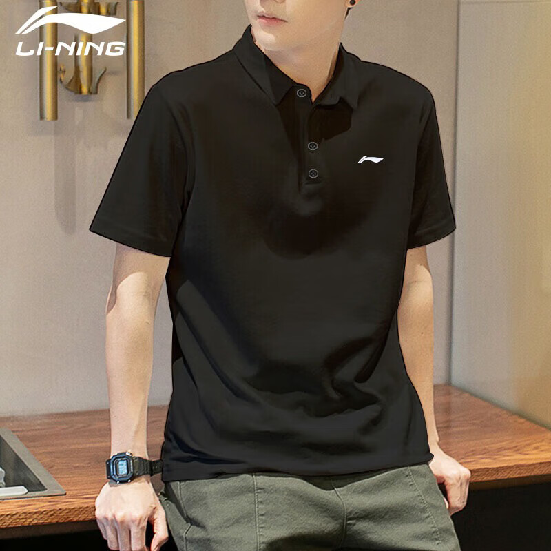 Li-Ning Lapel Polo Shirt Men's Short-Sleeve Clothing Spring And Summer New Style Summer Pure Cotton Casual Breathable Half-Sleeve T-Shirt for Men T