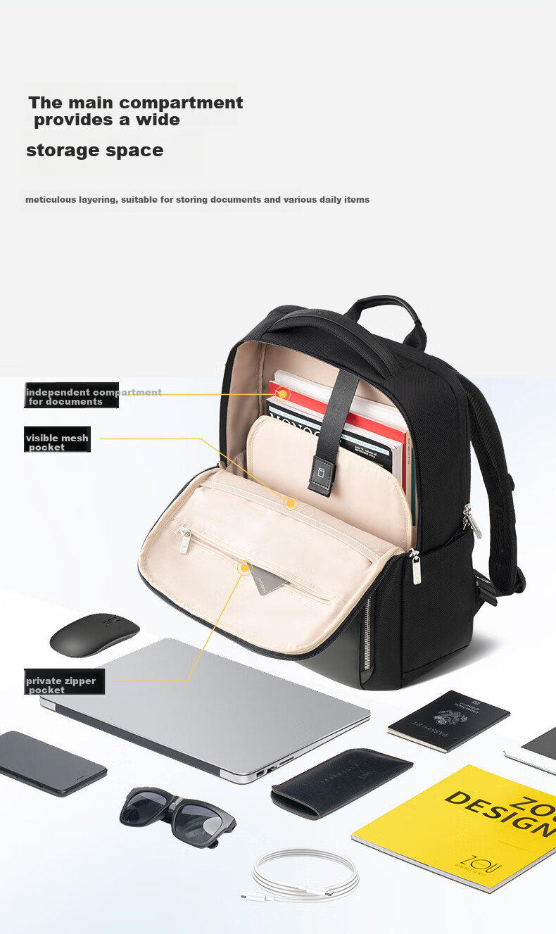 LEVEL8 Laptop Backpack, Explorer Series, Unisex Business Commute Travel Fashion Casual Large Capacity Backpack, Black 6