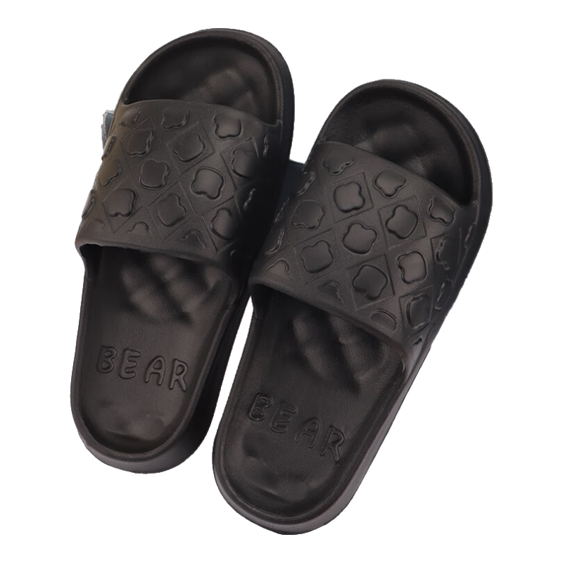 IQGD Slippers Sandals Women's Floor Slippers Soft-Soled Couples Non-Slip Bathroom Home Slippers 2456 Black 40-41