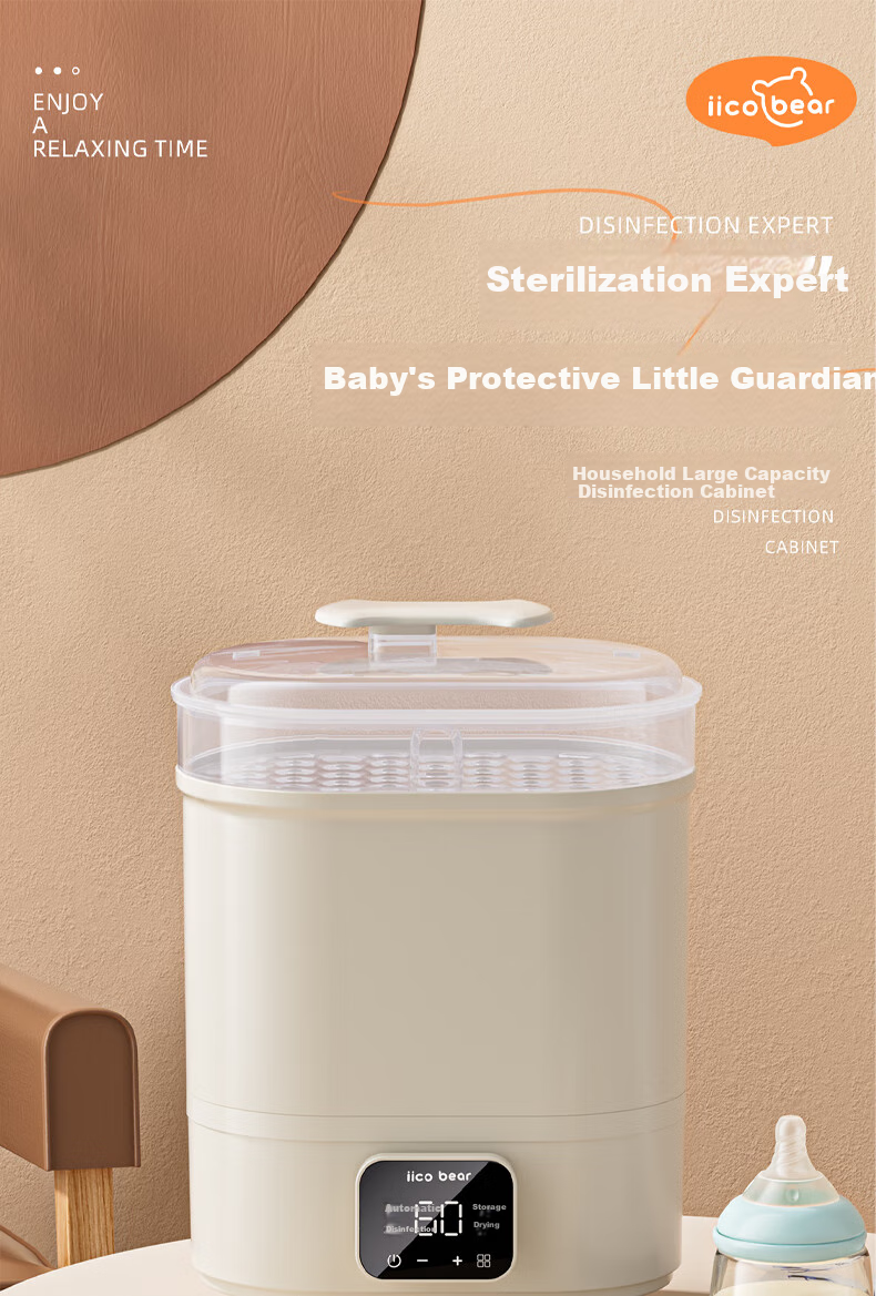 Iicobear Baby Sterilizer Cabinet with Drying Function, Multi-Functional Steam Integrated Sterilizer for Baby Bottles And Other Items 1