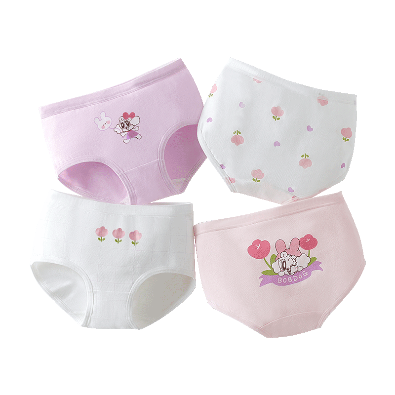 BOBDOG Children's Underwear, Girls' Antibacterial Panties, Baby And Teen Cotton Triangle Briefs, Girls' Shorts
