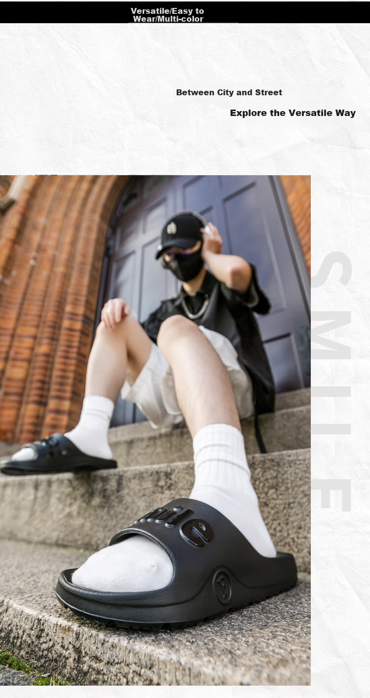 Jiayi Slippers Unisex Thick Sole Soft Elastic Outdoor Bathroom Sandals Night Black Size 42-43 JY2521 13